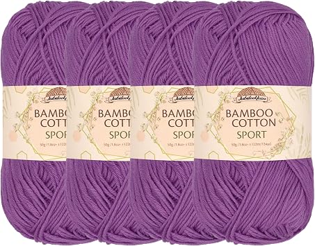 JubileeYarn Bamboo Cotton Sport Yarn - Deep Purple - 4 Skeins