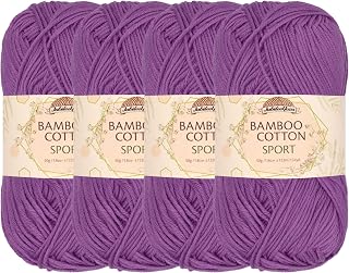 JubileeYarn Bamboo Cotton Sport Yarn - 50g/Skein - Deep Purple - 4 Skeins