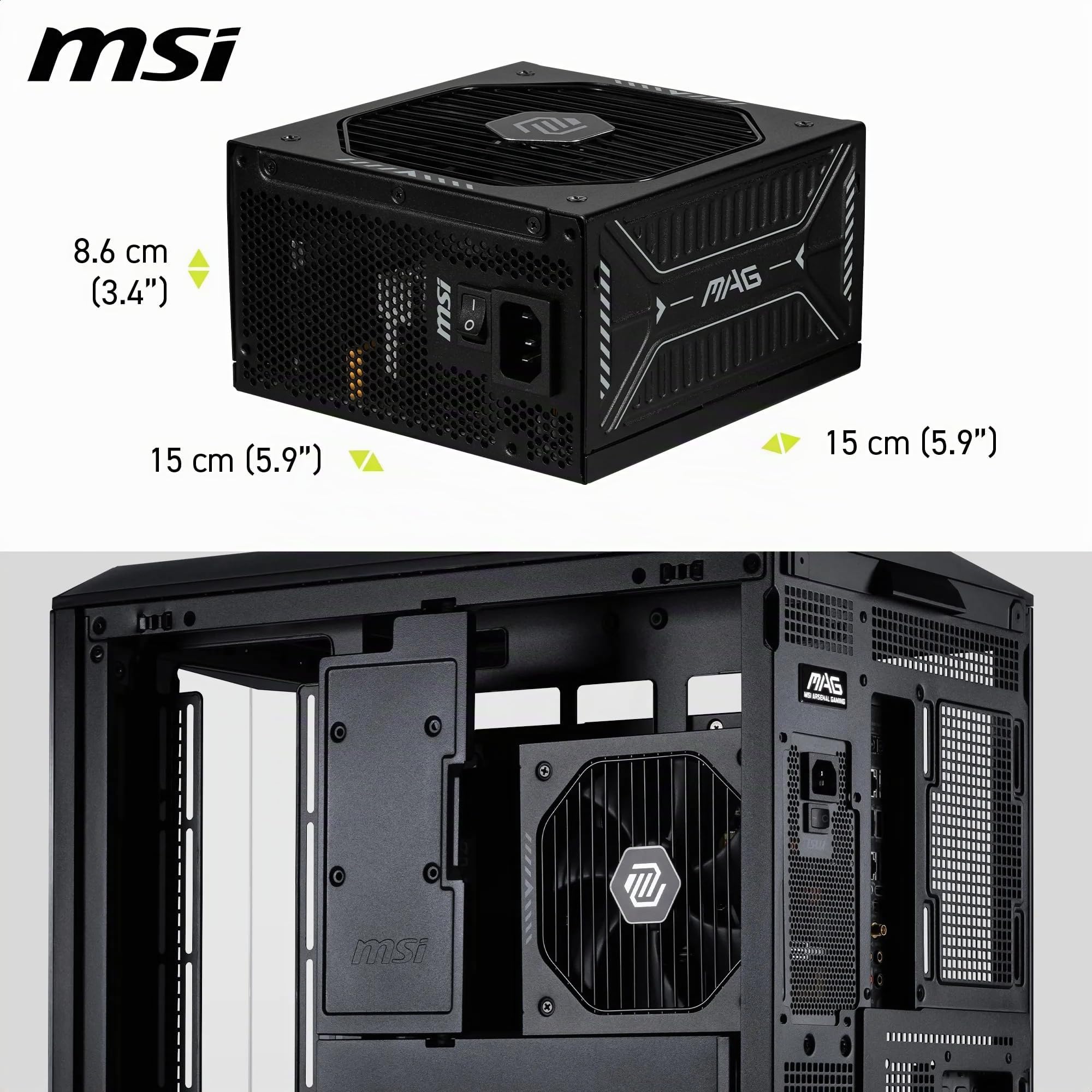 MSI MAG A1000GLS PCIE5 Alimentatore 1000W 80 PLUS Gold ATX 3.1 GPU PCIe 5.1 12V-2x6 Modulare