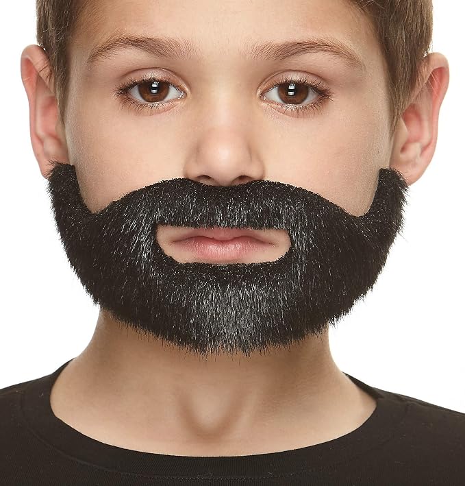 Mustaches Self Adhesive Short Boxed Fake Beard for Kids, Novelty, Small False Facial Hair, Costume Accessory for Children, Black Lustrous Color : Amazon.ae: Toys