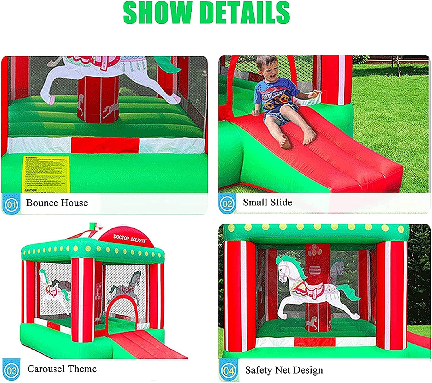 Castillos hinchables, Castillo Hinchable Suave y Seguro, casa de Rebote Inflable Grande, Salto Material Grueso con soplador tobogán, Parques jardín al Aire Libre