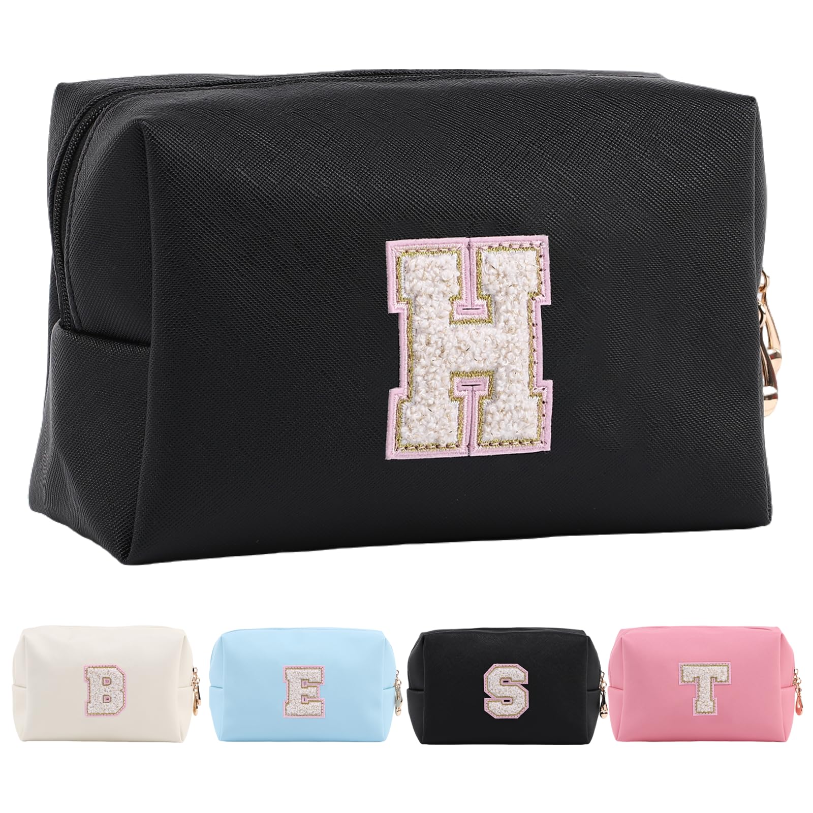 Personalized Makeup Bag,Waterproof Travel Makeup Pouch Cosmetic Bag Birthday Gift for Women Mom，Bride Bridesmaid Cosmetic Bag A-Z — view 83