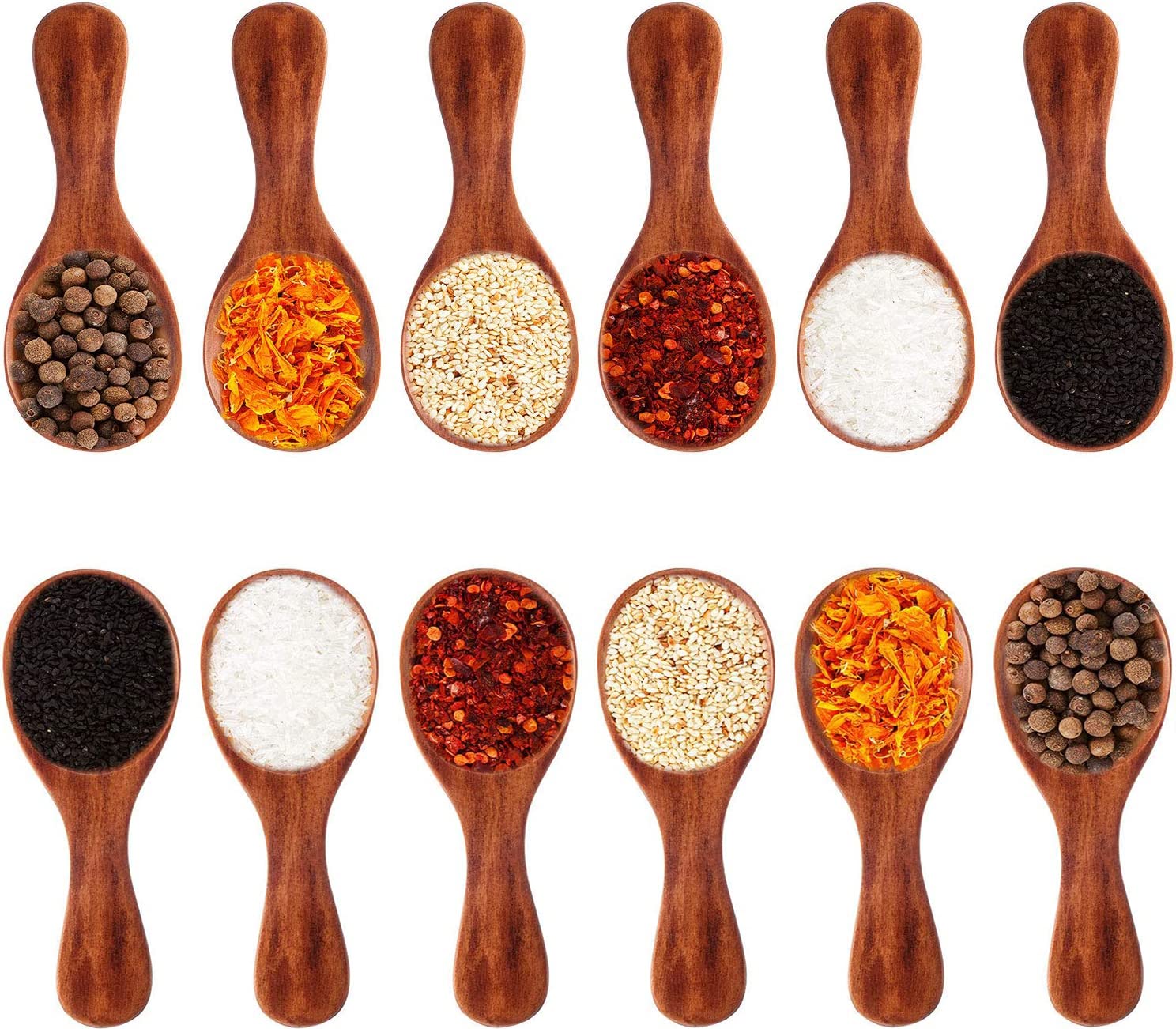 CraftlandWooden Spice/Masal Small Spoon for Tea Coffee Sugar Condimants & Small Containers/Jar (Set of 12 (Brown))