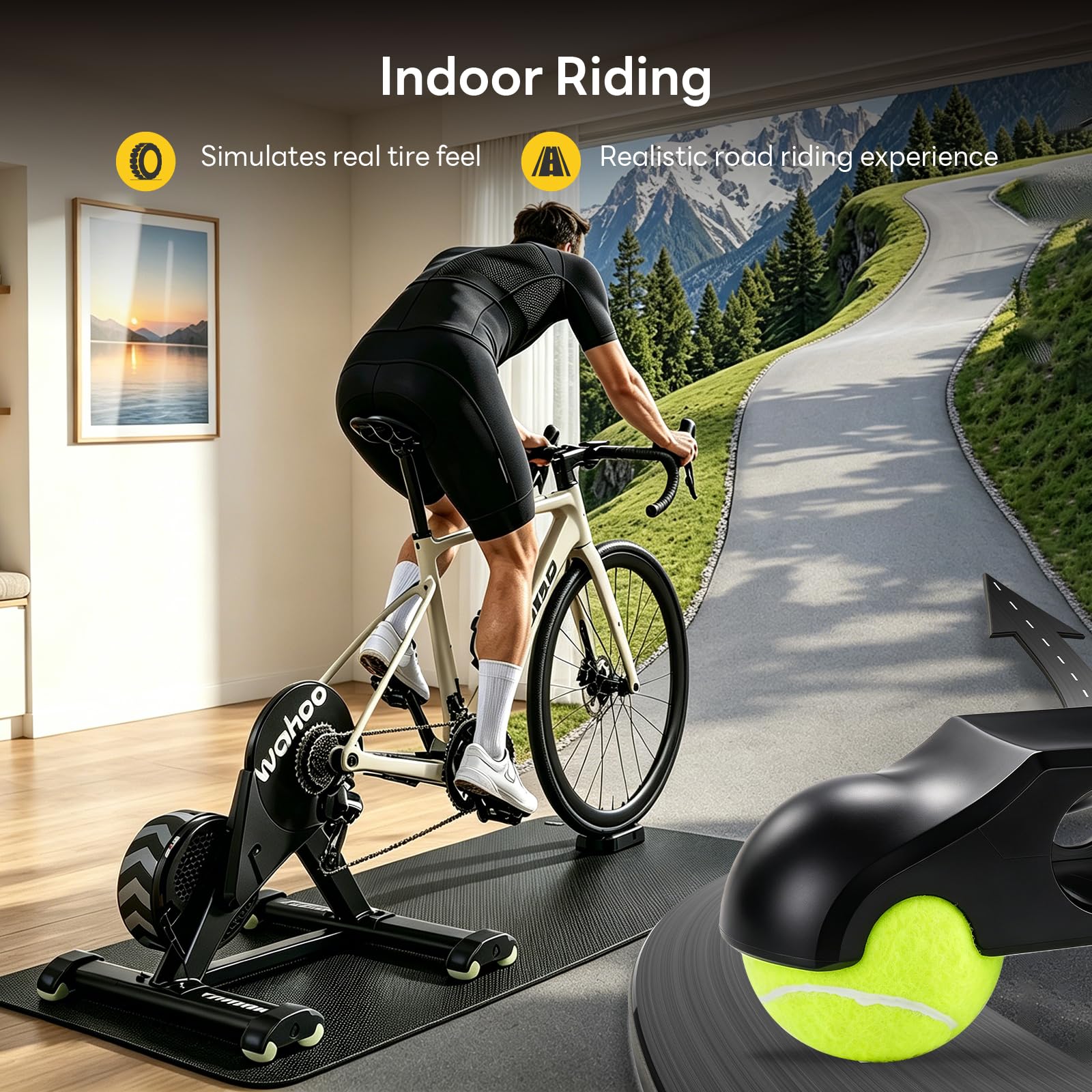 4 Stück Rocker Plate Feet, Tennisballfüße Kompatibel mit Wahoo Kickr Core 2, Zubehör für Fahrrad Rollentrainer mit 8 Tennisbällen, Stabil, stoßdämpfend, Steigern Sie Ihr Indoor Cycling Erlebnis