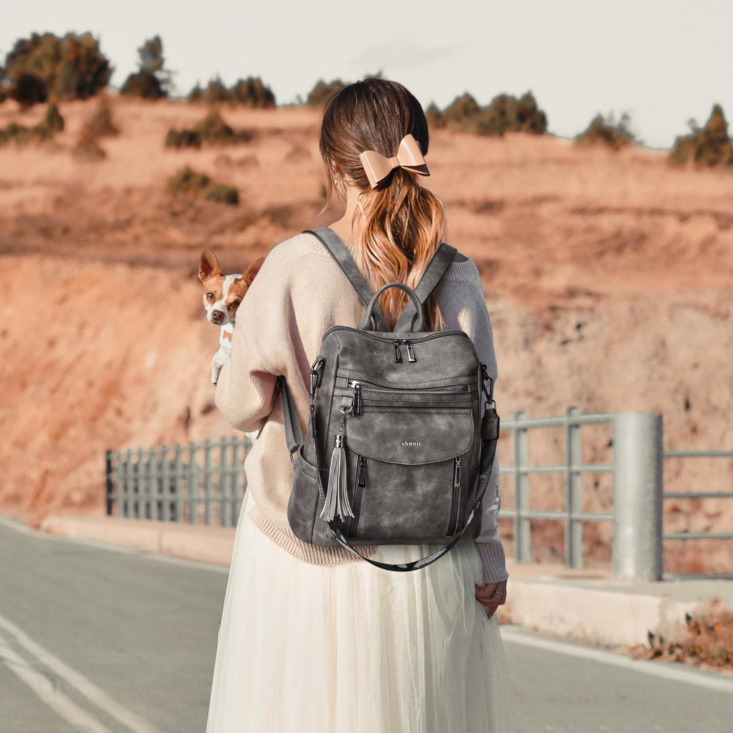 Shrrie Backpack Purse for Women Fashion Leather Backpack Purse Designer Travel Backpack Convertible Shoulder Bag with Wristlet - Image 2