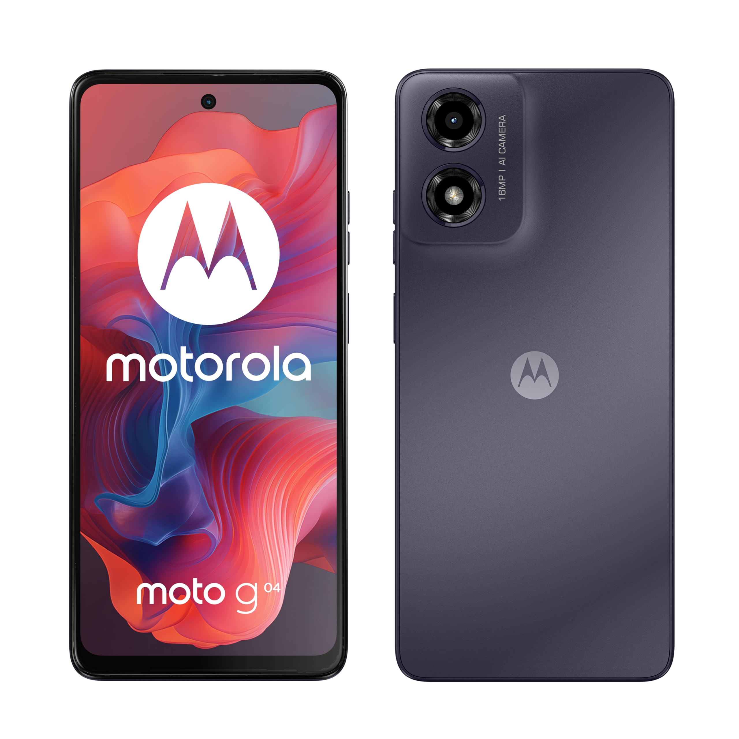 MOTOROLA g04 | 4GB RAM + 64GB Storage | 6.6" 90Hz Extra Bright Display | 5000mAh Battery | Android 14 | Side Fingerprint | 16MP Camera (Concord Black)