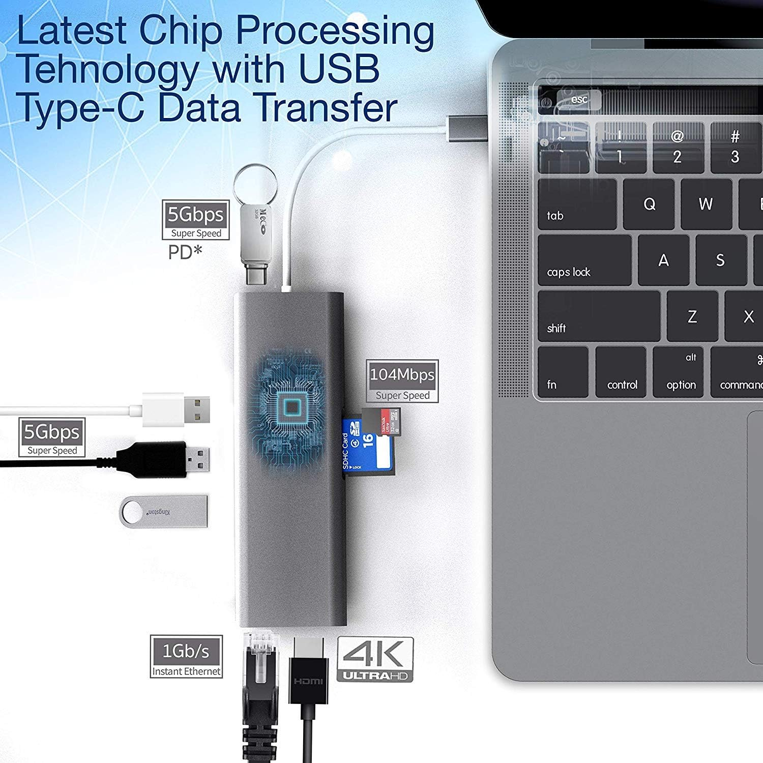 Exсluѕіvе Dіѕсоunt 90% Prісе INOVI USB C Hub 8-in-1 Type C Adapter with Ethernet, 4K HDMI,3 USB 3.0,USB-C Data Port and SD/TF Card Reader Docking Station Compatible with MacBook and All USB-C Laptops