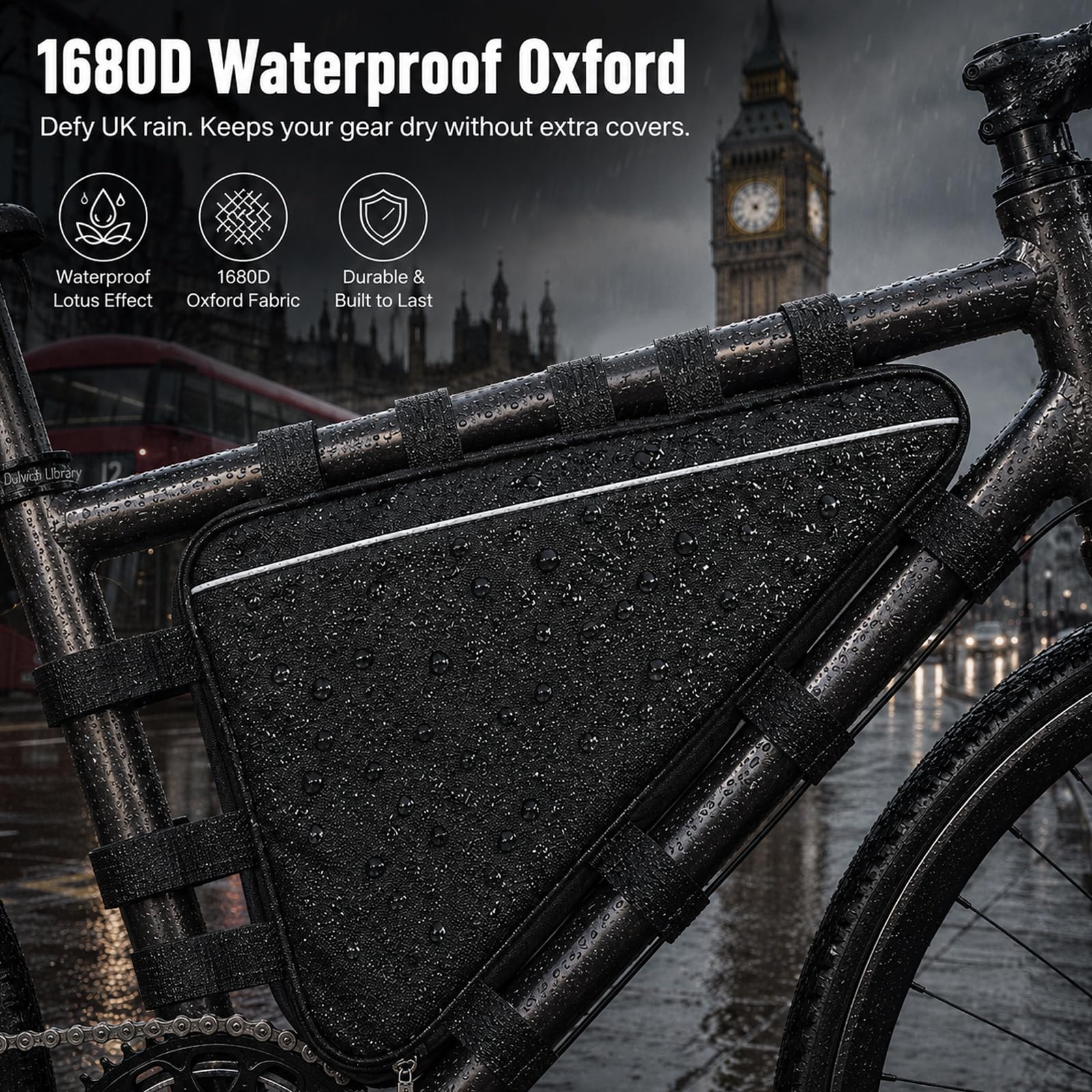 HEMOTON Borsa triangolare per bicicletta, scooter elettrico e mountain bike, borsa portaoggetti triangolare per batteria Ebike, custodia impermeabile per manubrio anteriore per telefono, contanti