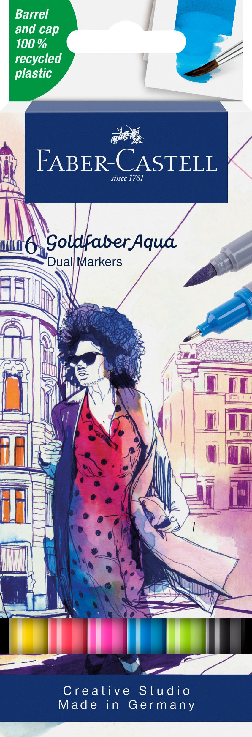 Faber-Castell - Marqueurs Goldfaber Aqua Dual, 6 couleurs