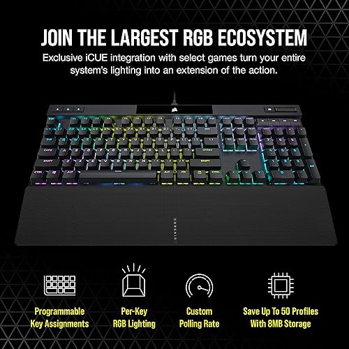Miniatura 6 de Corsair Teclado mecánico para juegos K70 RGB PRO con cable - Interruptores táctiles Cherry MX Brown - Hipersondeo de 8,000 Hz - Teclas PBT de doble
