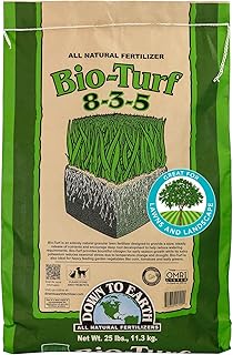 Down To Earth All Natural Fertilizers Organic Bio-Turf Lawn Food for Grass, Landscape and Ornamentals - Works with Lawn Spreaders 8-3-5, 25 Lb