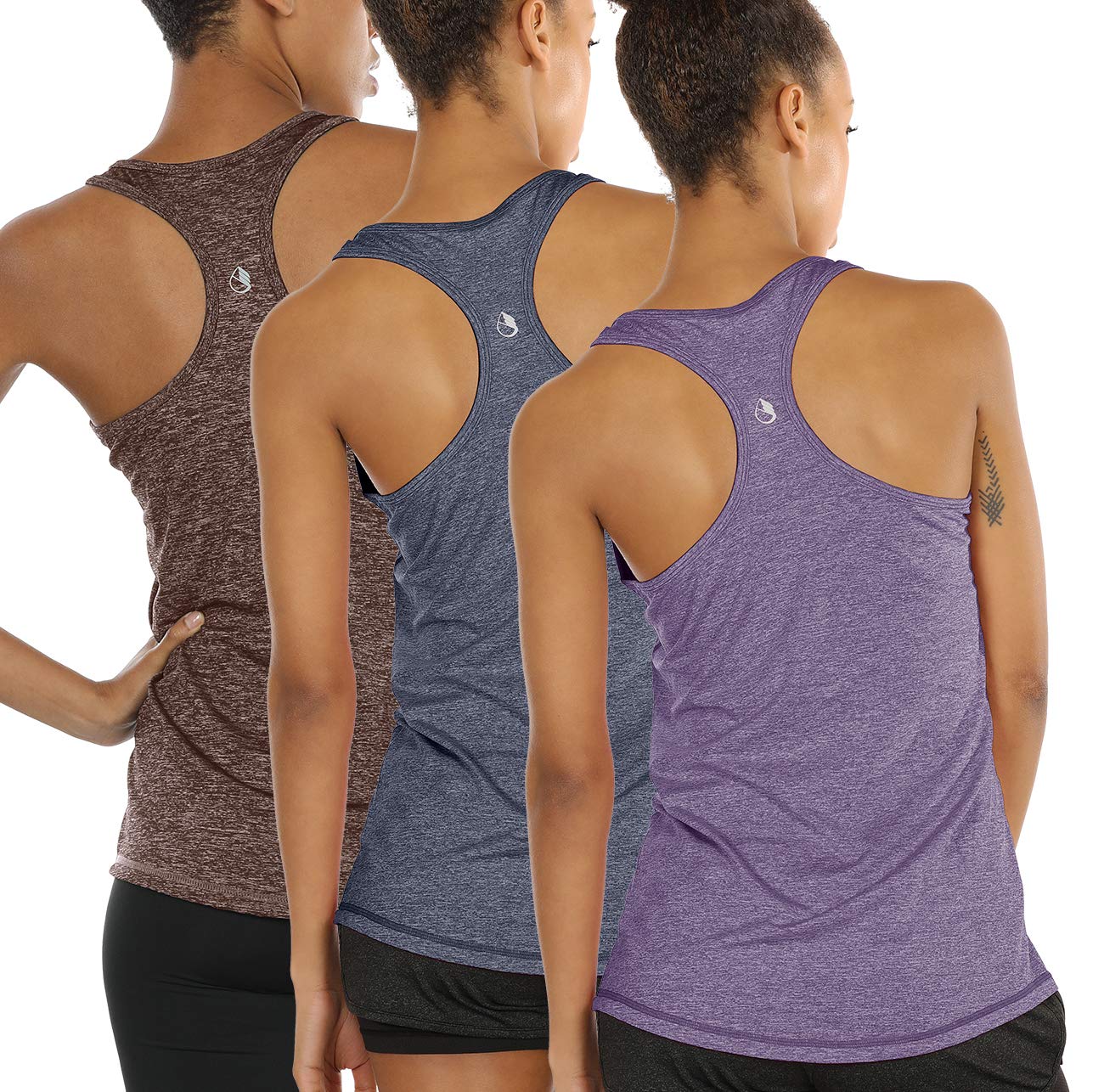 Workout Running Tank Top for Women - Racerback Yoga Tops Exercise Gym Shirts 3-Pack