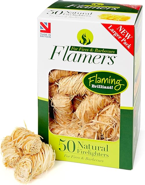 Flamers 50 Natural Stove-Barbecue BBQ Firelighters New Larger Pack