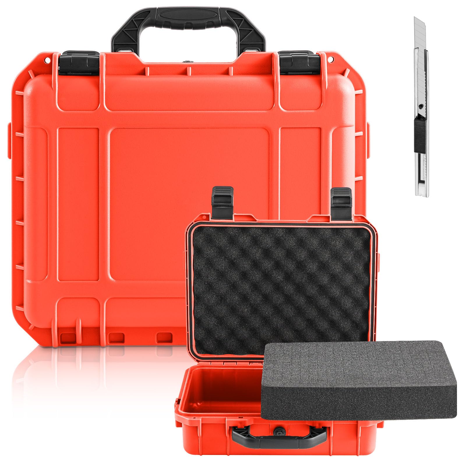Relaxweex 8.5 x 6.5 x 3.7 Inch Hard Case, Grid Shell, Reddish Orange