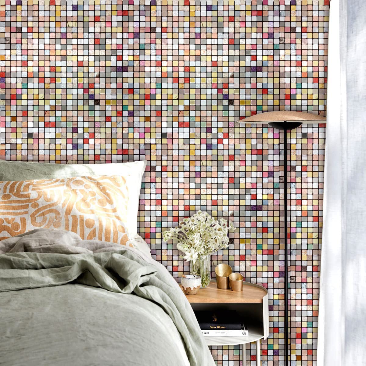 10 Piastrelle Autoadesive Da Cucina Effetto Mosaico Metallico Beige – PVC 30,5x29 Cm, Paraschizzi Fai-da-te Per Pareti, Facili Da Pulire - 2