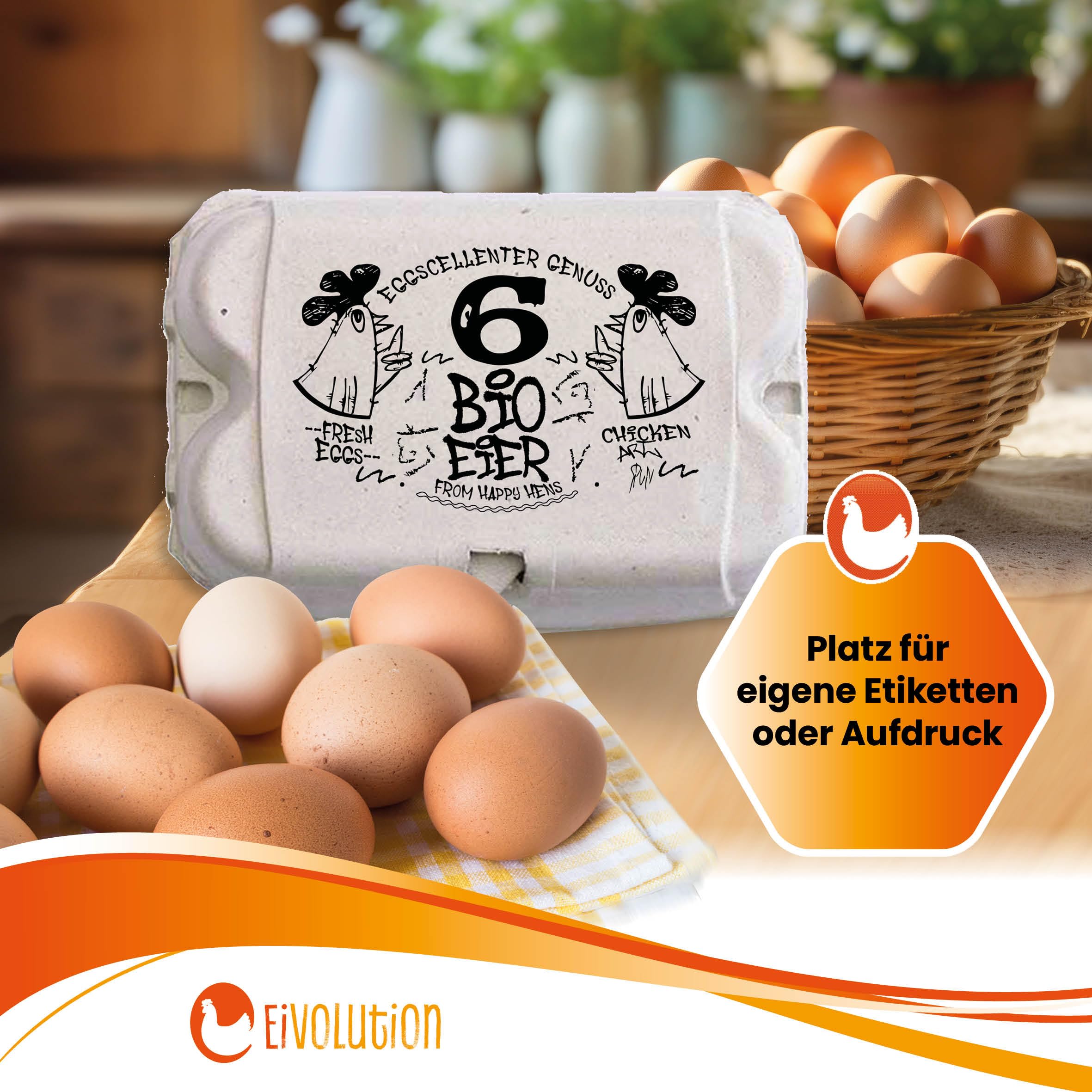 ComPac 6er Eierkarton für Hühnereier in den Größen S, M & L | Biologisch Abbaubar | Eierschachtel Made in Germany | Naturweiß | 90 Stück