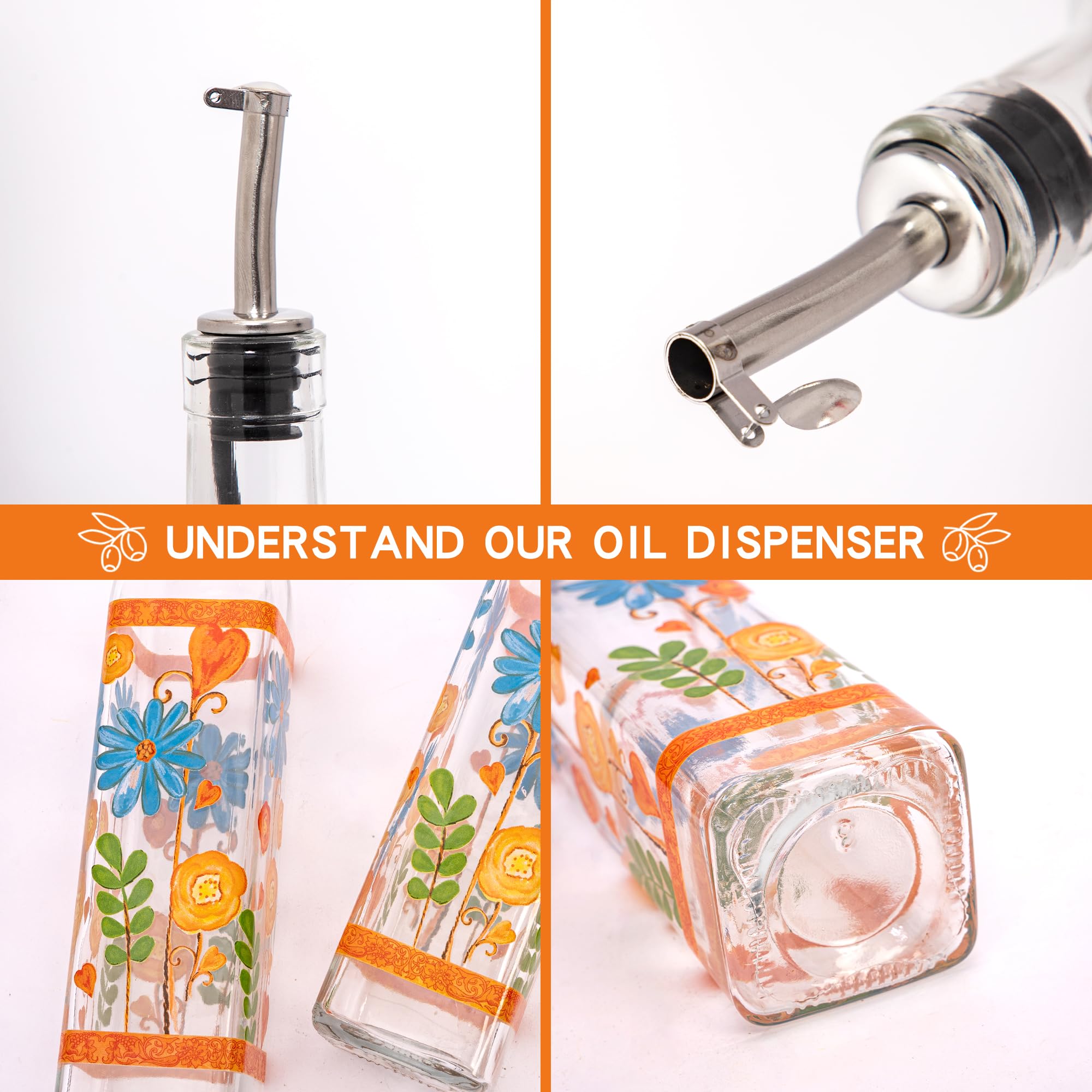 Distributeur de vinaigre et d'huile Relaxdays, avec bec