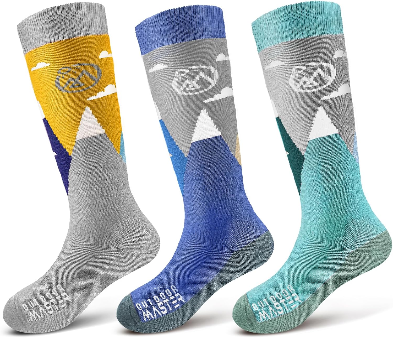 OutdoorMaster Merino Wool Ski Socks for Kids, Boys & Girls, Thermal Winter Warm Snowboarding Socks for Cold Weather