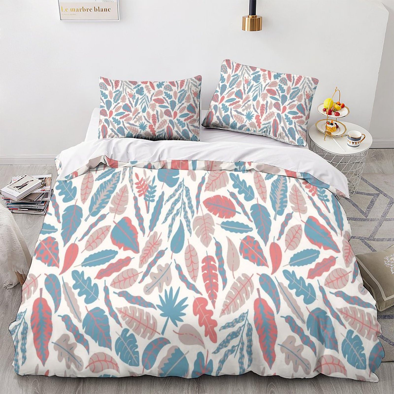 Parure de lit bohème imprimé exotisme floral avec housse de couette en microfibre King 220x240cm