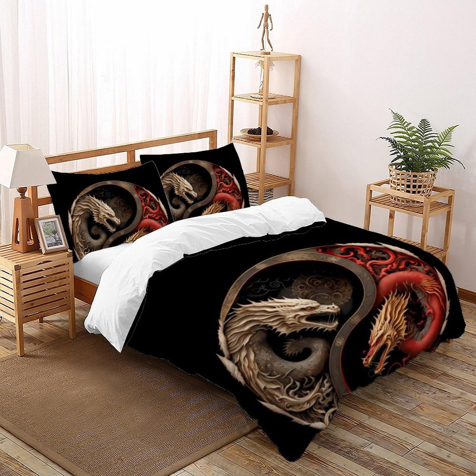 Housse de couette double 200x200cm pour lit fille facile à laver avec motif Animaux 3D