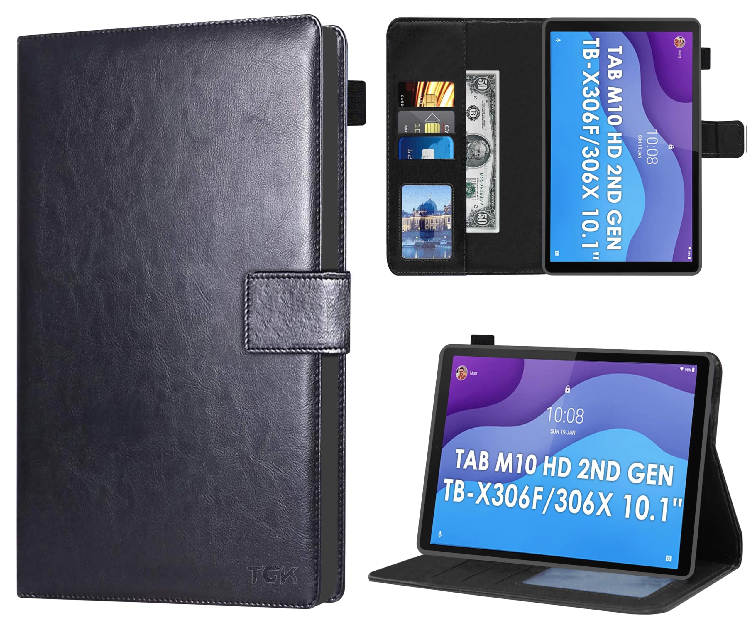 TGK Multi Protective Wallet Leather Flip Stand Case Cover for Lenovo Tab M10 HD 2nd Gen TB-X306X / Smart Tab M10 HD 2nd Gen TB-X306F, Black (B08W58FCGC) Amazon Price History, Amazon Price Tracker
