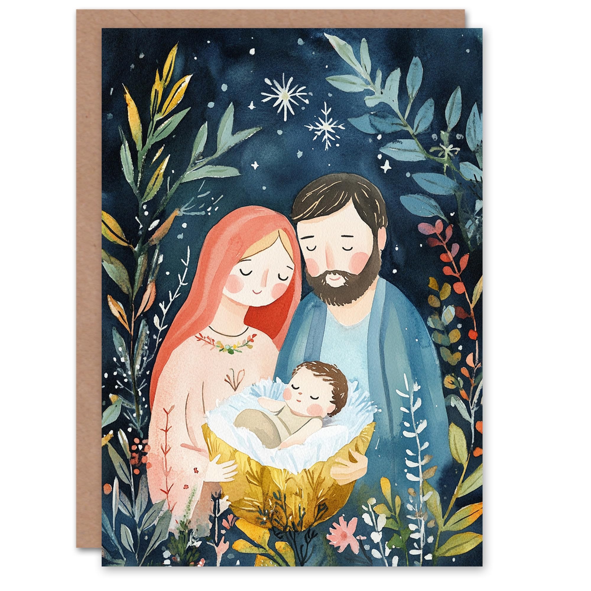 Artery8 Baby Jesus Nativity Scene Holy Night Blank For Him Or Her Art Xmas Festive Christmas Card