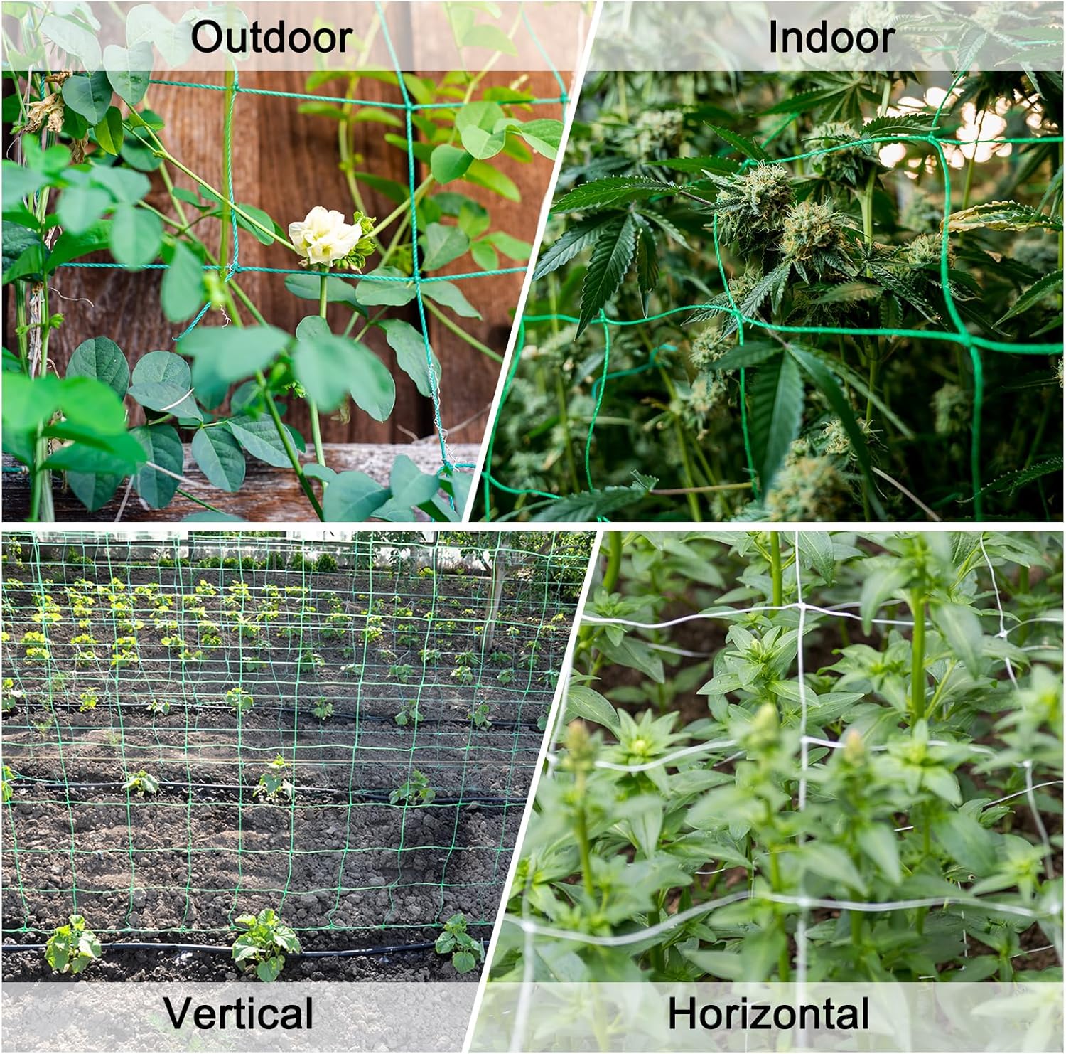 HARFINGTON 2pcs Trellis Netting for Climbing Plants 59ft x 4.9ft 1 Strand Heavy Duty Garden Polyester Wire Plant Support Net with 6"x6" Mesh for Fruits Vegetables Cucumber, White