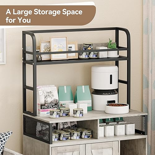 Miniatura 3 de GAOMON Caja de arena para gatos con almohadilla para rascar, muebles de caja de arena oculta, gabinete para gatos con almacenamiento y puertas, baño