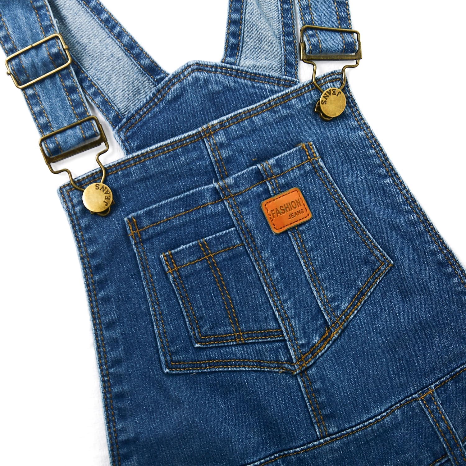 KIDSCOOL SPACE Girls Denim Overalls, Bibs Washed Stretchy Jeans Jumpsuit - Image 5