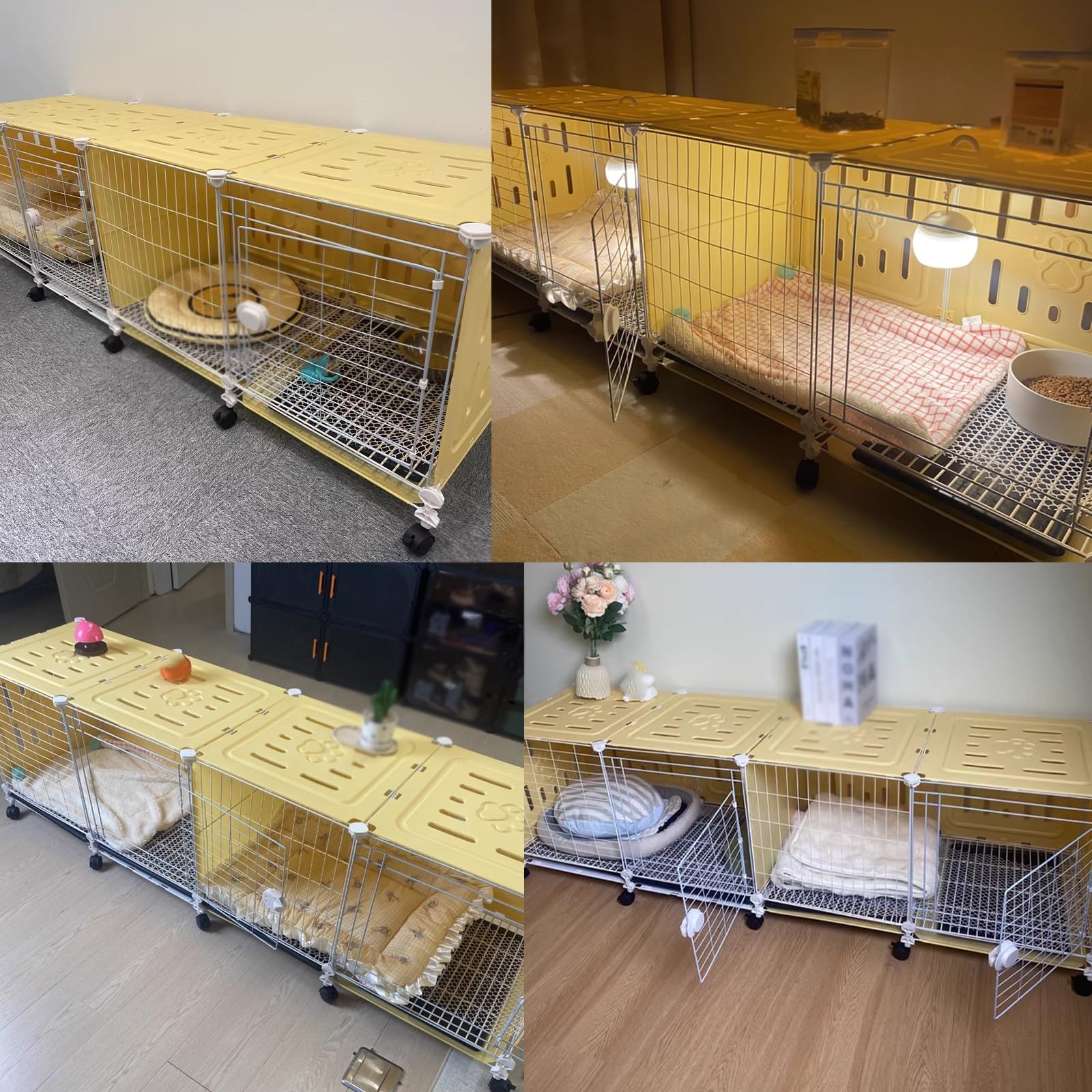Clapier Lapin Exterieur sur roulettes for Petit Espace, Niche Chat Extérieur Hiver avec Dessus for Le Rangement, Cages Empilables for Chats Faciles À Nettoyer(140 * 45 * 112CM)