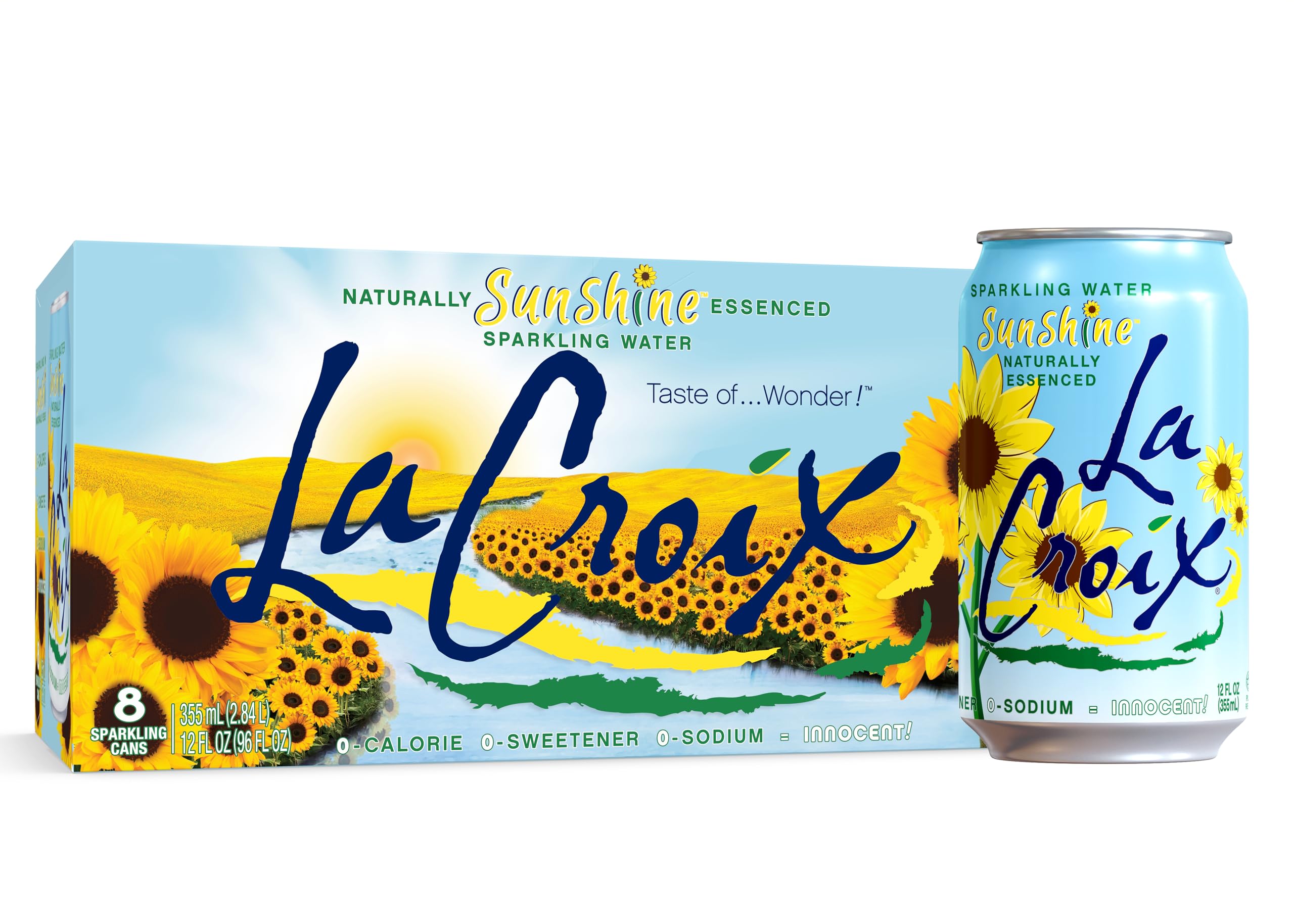 La Croix Sparkling Water, Sunshine, 8 Pack – Zero Sugar, Zero Calories, Zero Sodium – Taste of Wonder