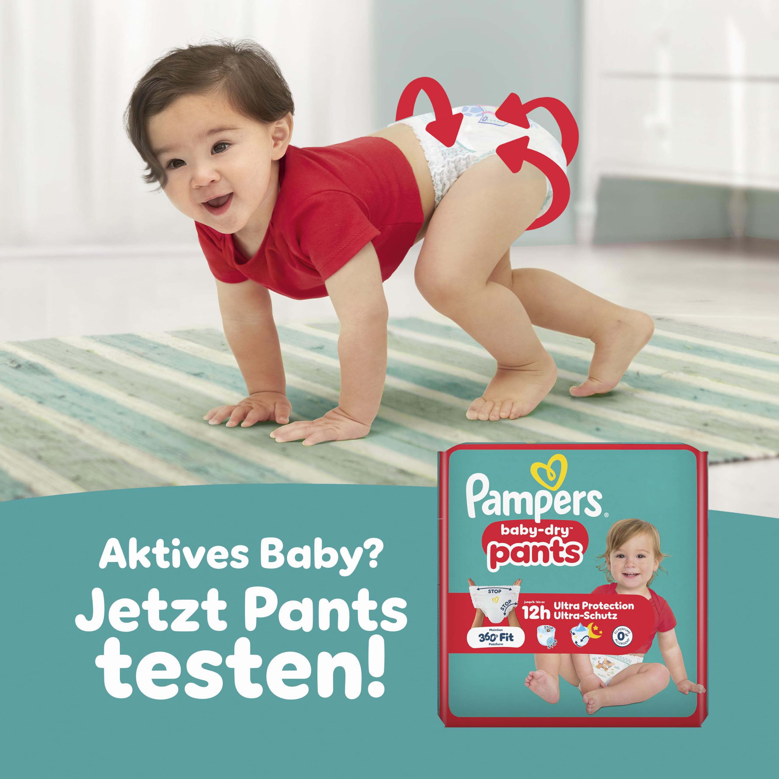 Pampers Baby-Dry Größe 8, 144 Windeln, 17kg+ | Bis zu 100% Auslaufschutz & Komfort die ganze Nacht