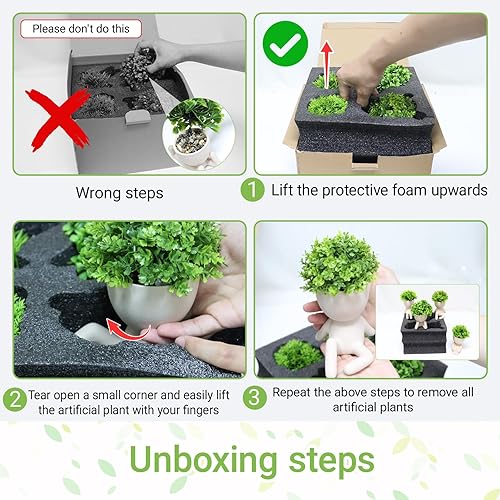 Vista 8 de MAKHOT 4 plantas suculentas artificiales con macetas creativas en forma de humano, pequeñas plantas falsas para estantes, escritorio, mesa, oficina