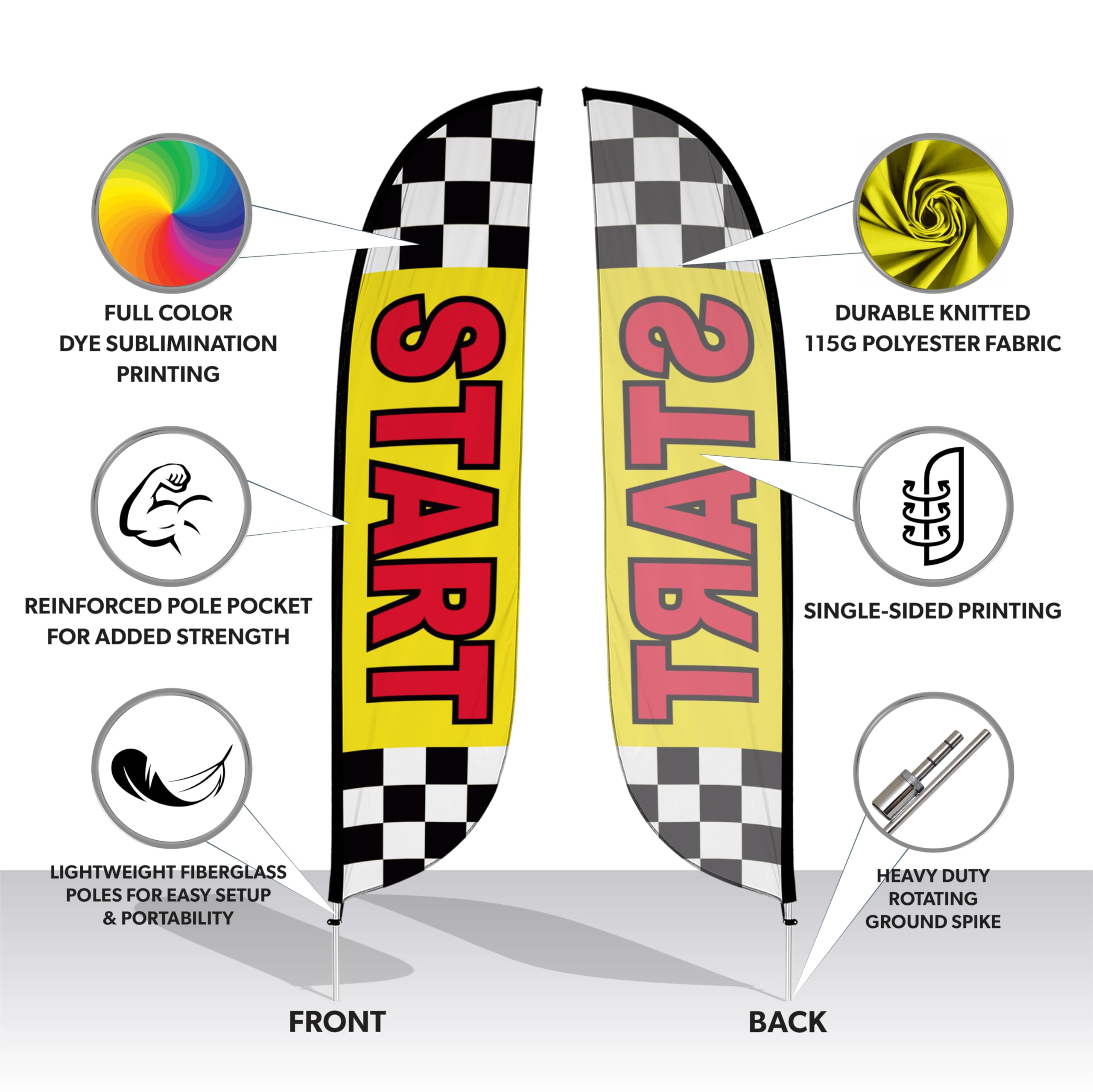 LookOurWay Feather Flag Pole Kit 3-Pack Bundle - 7ft Tall Advertising