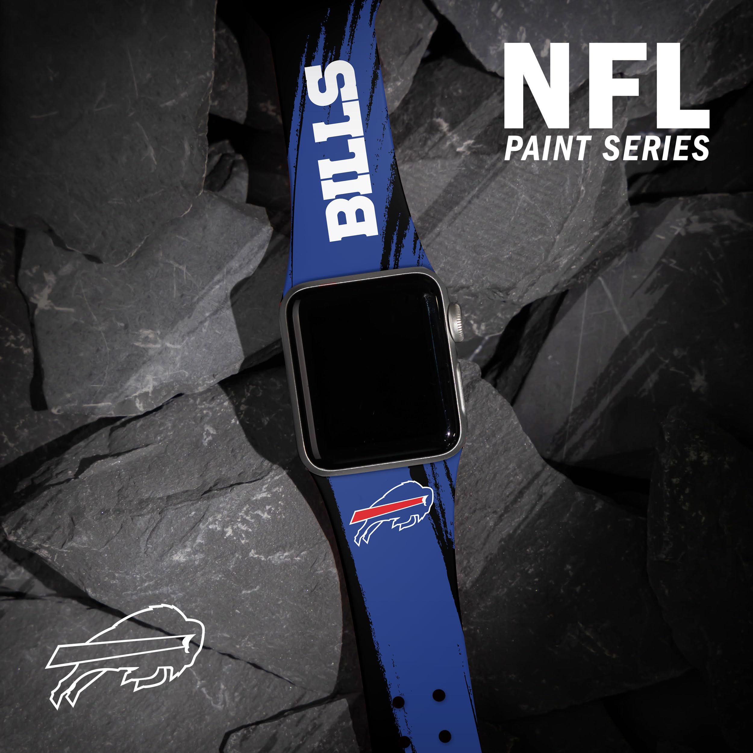 Game Time Buffalo Bills HD Paint Stripe Watch Band Compatible with Apple Watch (38/40/41mm Long)