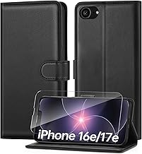 ivencase Compatible with iPhone 17e/iPhone 16e Case with 1 Screen Protector, [RFID Blocking] PU Leather Flip Wallet Phone Case with Card Slots Stand Magnetic Cover for iPhone 16e/17e - Black