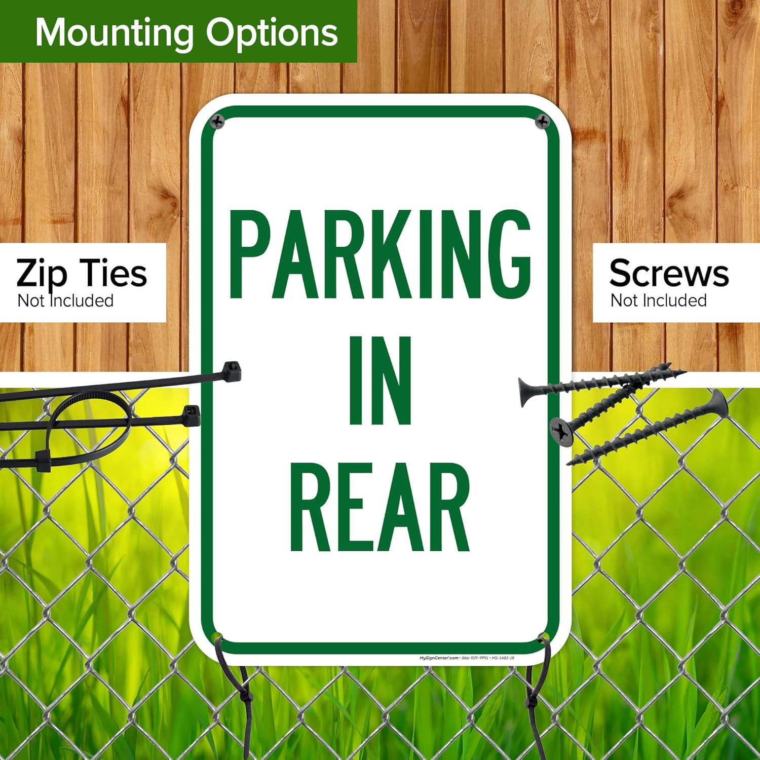 Parking in Rear Sign, 12"x18" Polyethylene, Indoor/Outdoor Use, USA MADE By My Sign Center