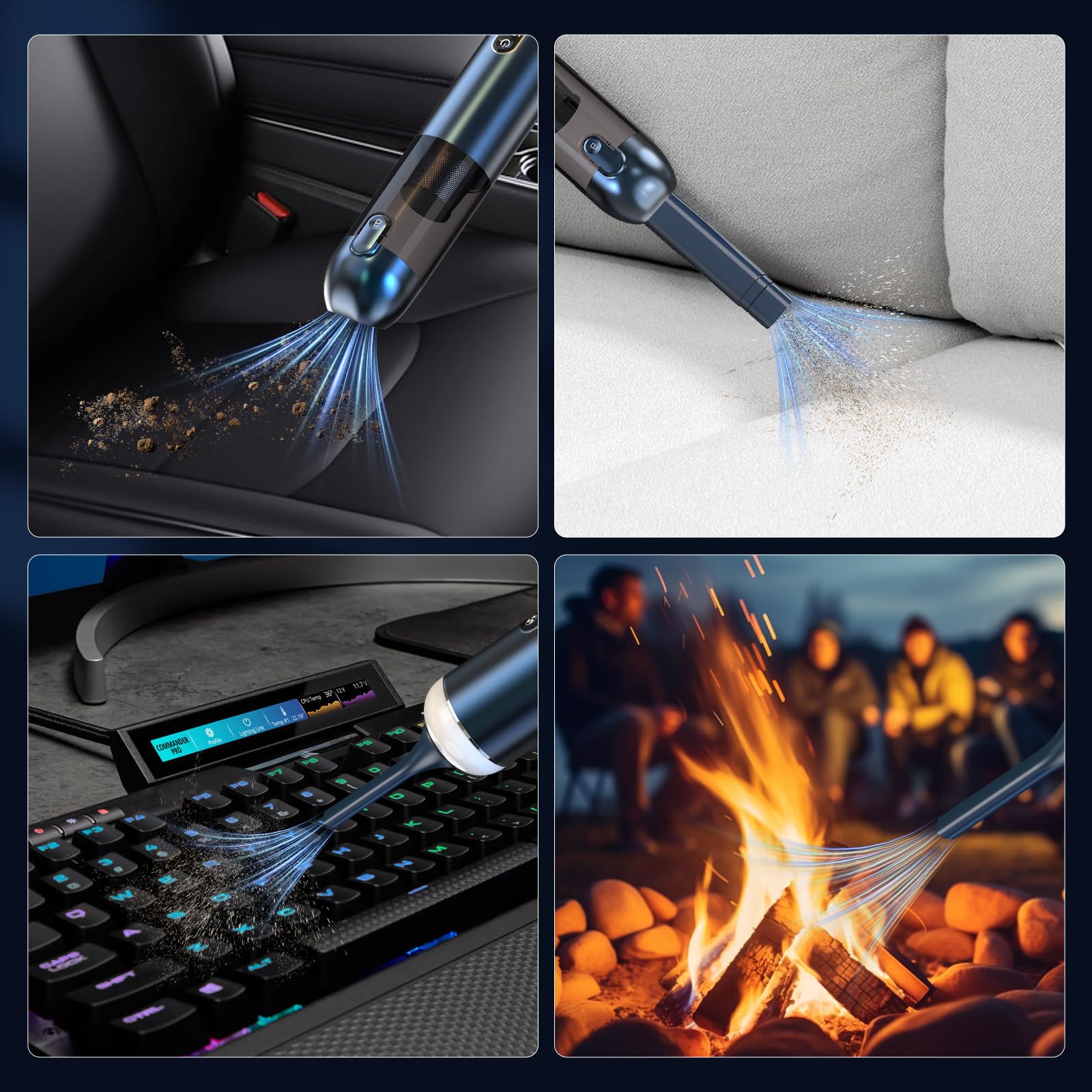 Aspirabriciole Senza Fili,18000Pa Aspirapolvere Auto con Potente Aspirazione USB-C Mini Aspirapolvere Potente Aspirapolvere Portatile per Auto Casa Ufficio Peli di Domestici