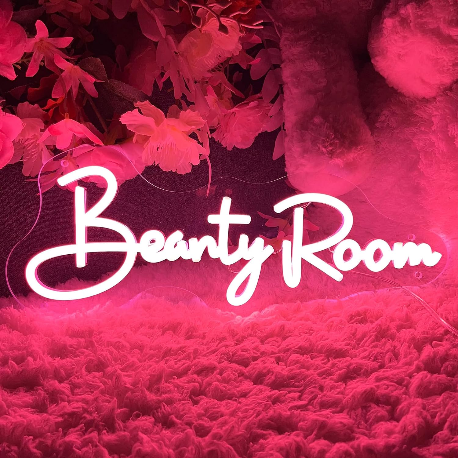 Beauty Room Neon Sign For Spa Beauty Room Nail Brows Lashed Salon Studio LED Wall Art Decor For Business Stores Logo Barber Shops Led Word Indoor Custom Neon Lights 5V USB Powered Peach Pink 40×16.3cm