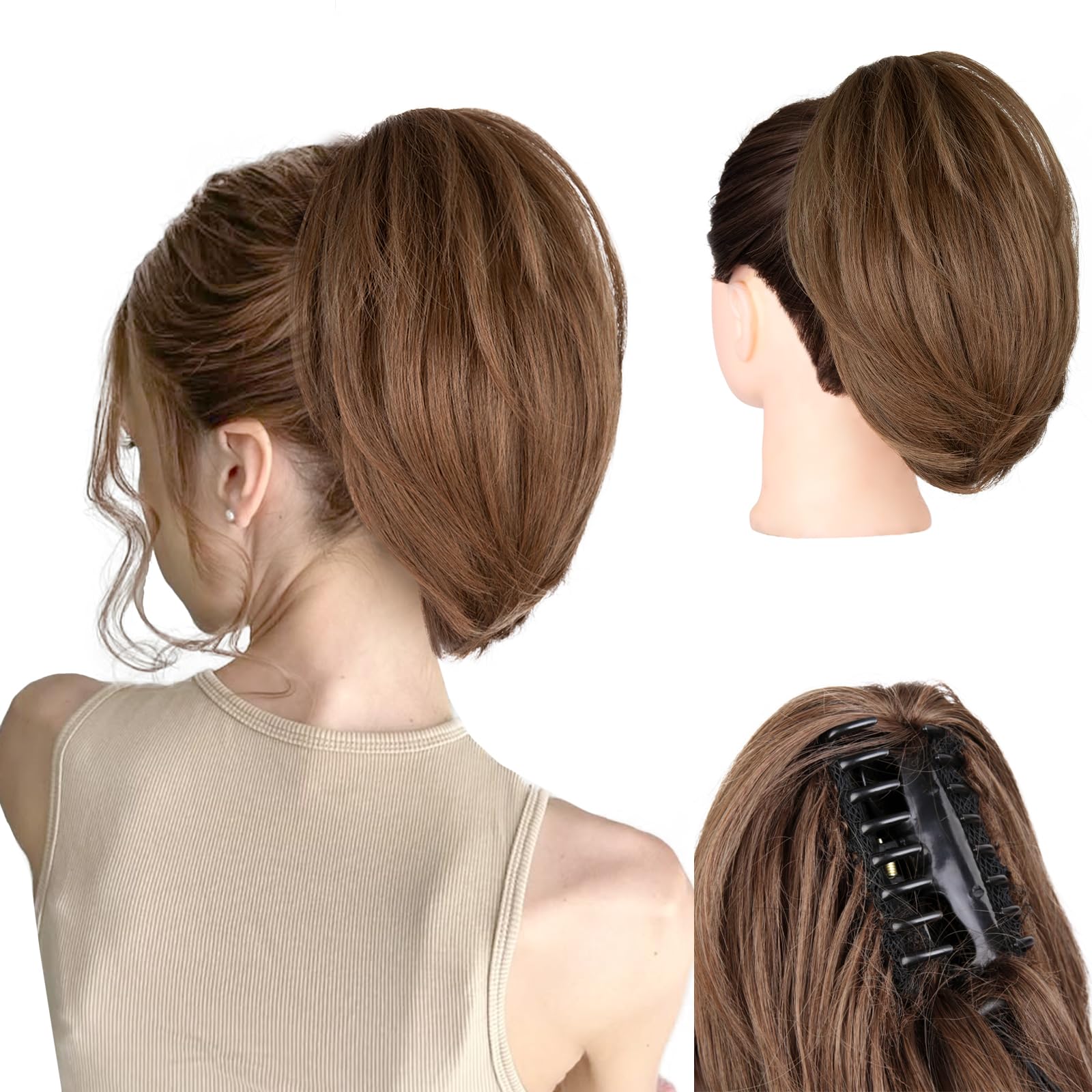 Photo 1 of ZQIAN BEAUTY Claw Clip Ponytail Extension - 10 Inch Short, Straight Synthetic