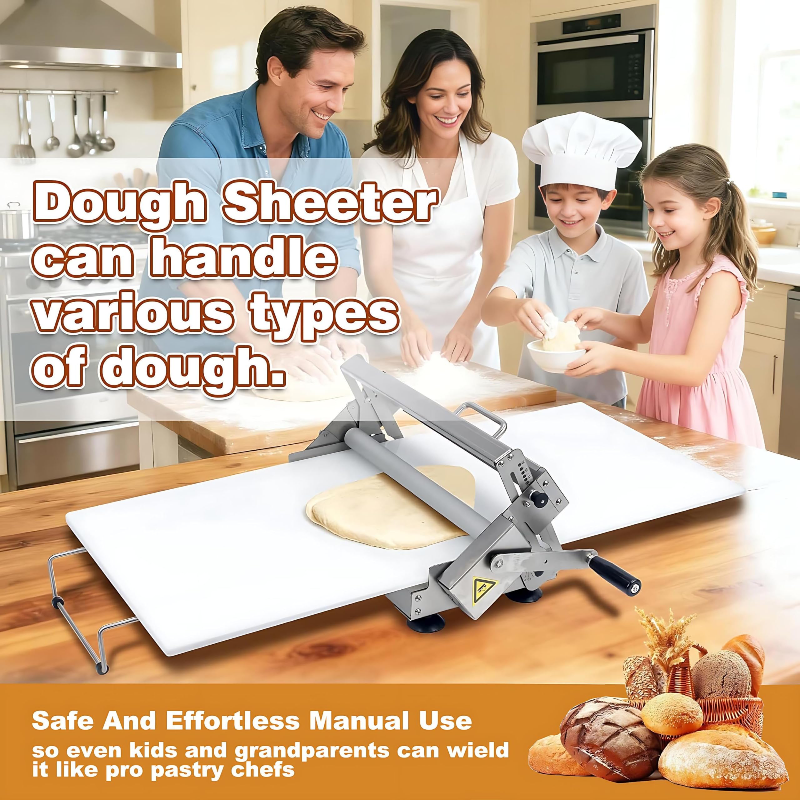 Máquina Manivela Laminadora de Masa - Laminadora de Fondant para Glaseado, Mazapán y Hojaldre | Máquina de Fondant de Fácil Instalación para Hogar o Pequeña Cocina Comercial 90x40cm