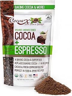 CocoaX Organic Cocoa Powder with Espresso Powder - 8oz Gluten Free, & No...