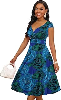 Women Short 1950s Retro Vintage Cocktail Wedding Guest Party Dress for Women - Buy now