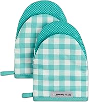 Vista 12 de KITCHENAID Gingham - Juego de 2 manoplas para horno pequeñas, color negro mate, 5.5 x 8 pulgadas