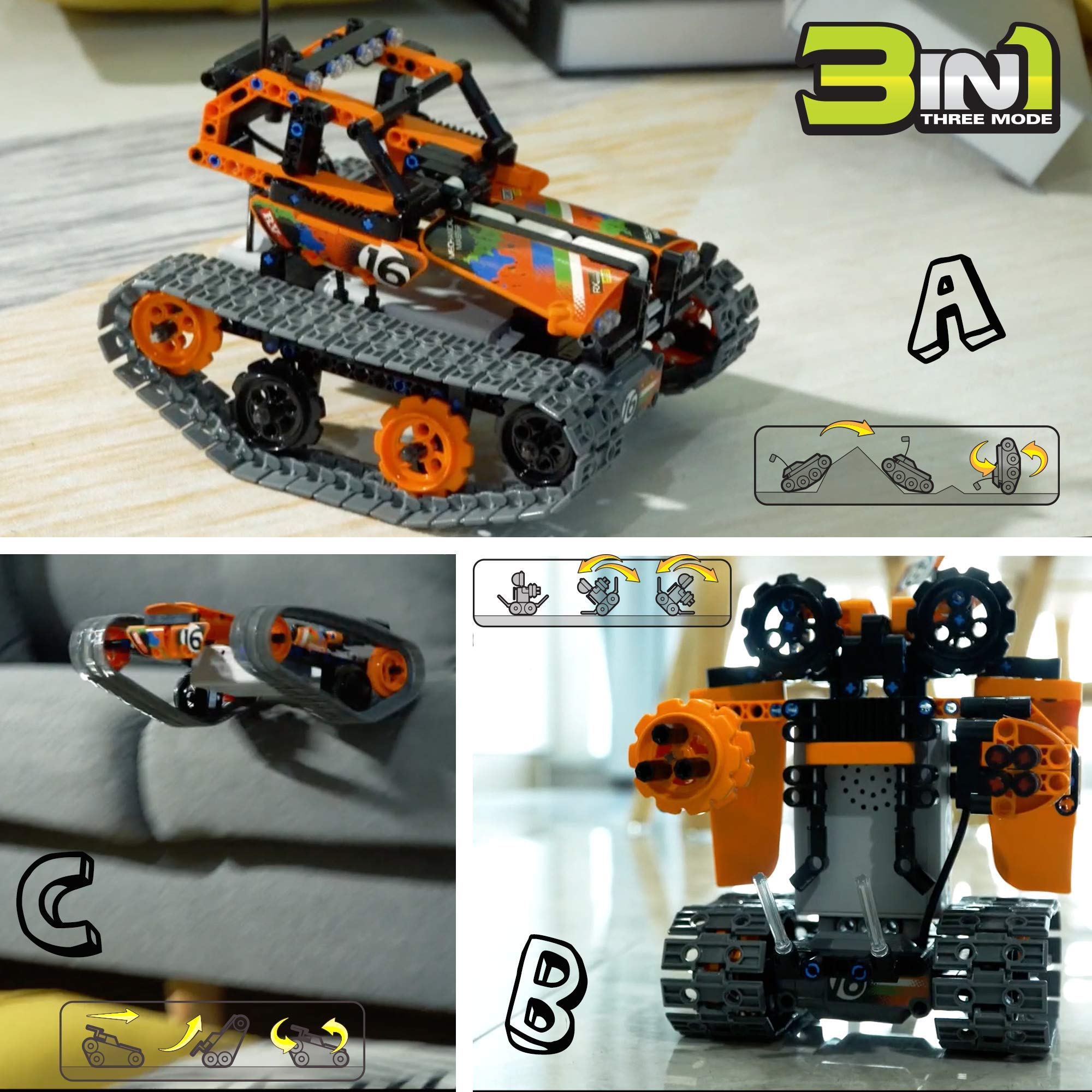 3in1 STEM Toys Remote Control Building Kit Tracked Car/Robot/Tank 2