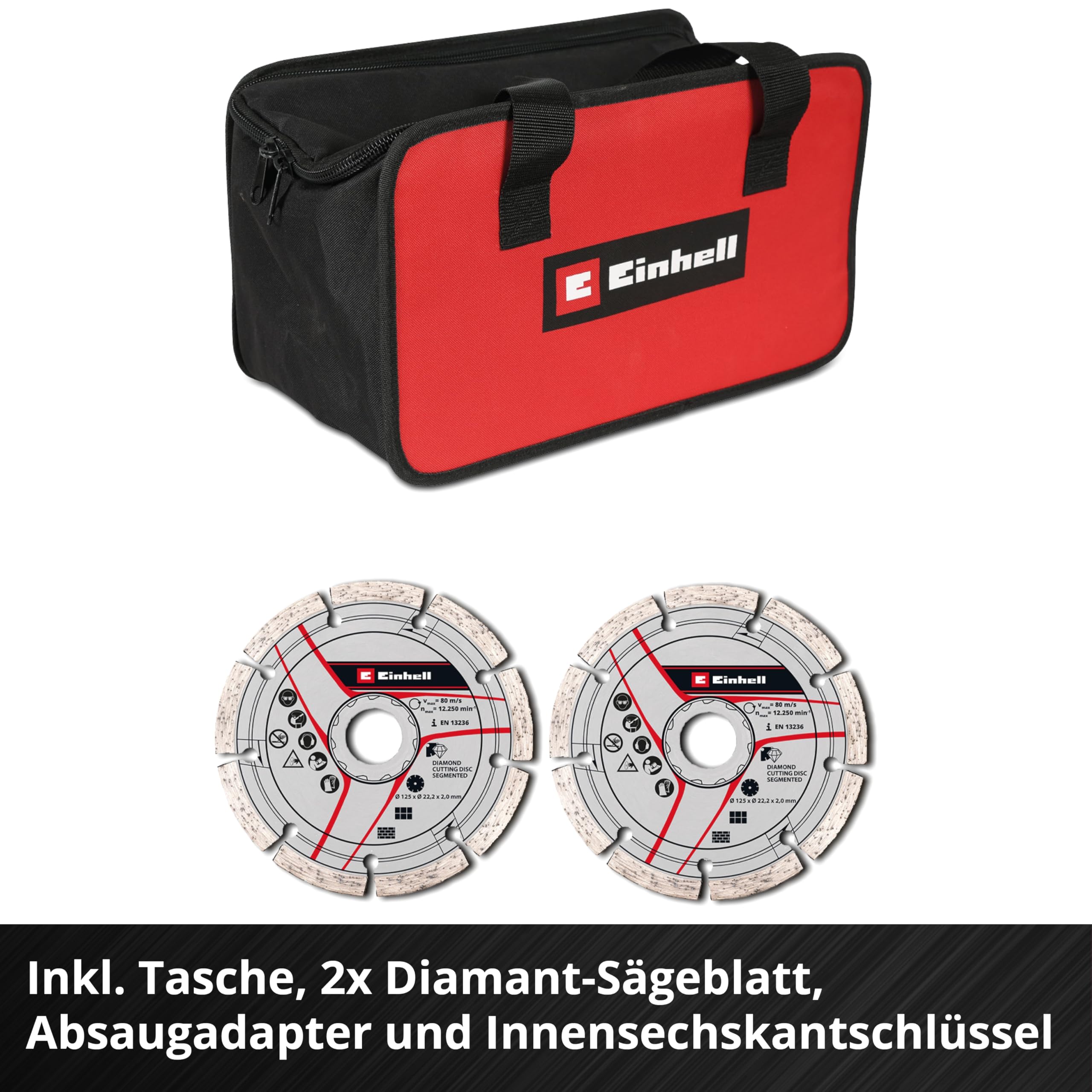 Einhell Professional Akku-Mauernutfräse TP-MA 36/30 Li BL - Solo Power X-Change (36 V, 1500 W, Schnittbreite bis 30 mm, Schnitttiefe bis 30 mm, inkl. 2x Diamant-Trennscheiben)