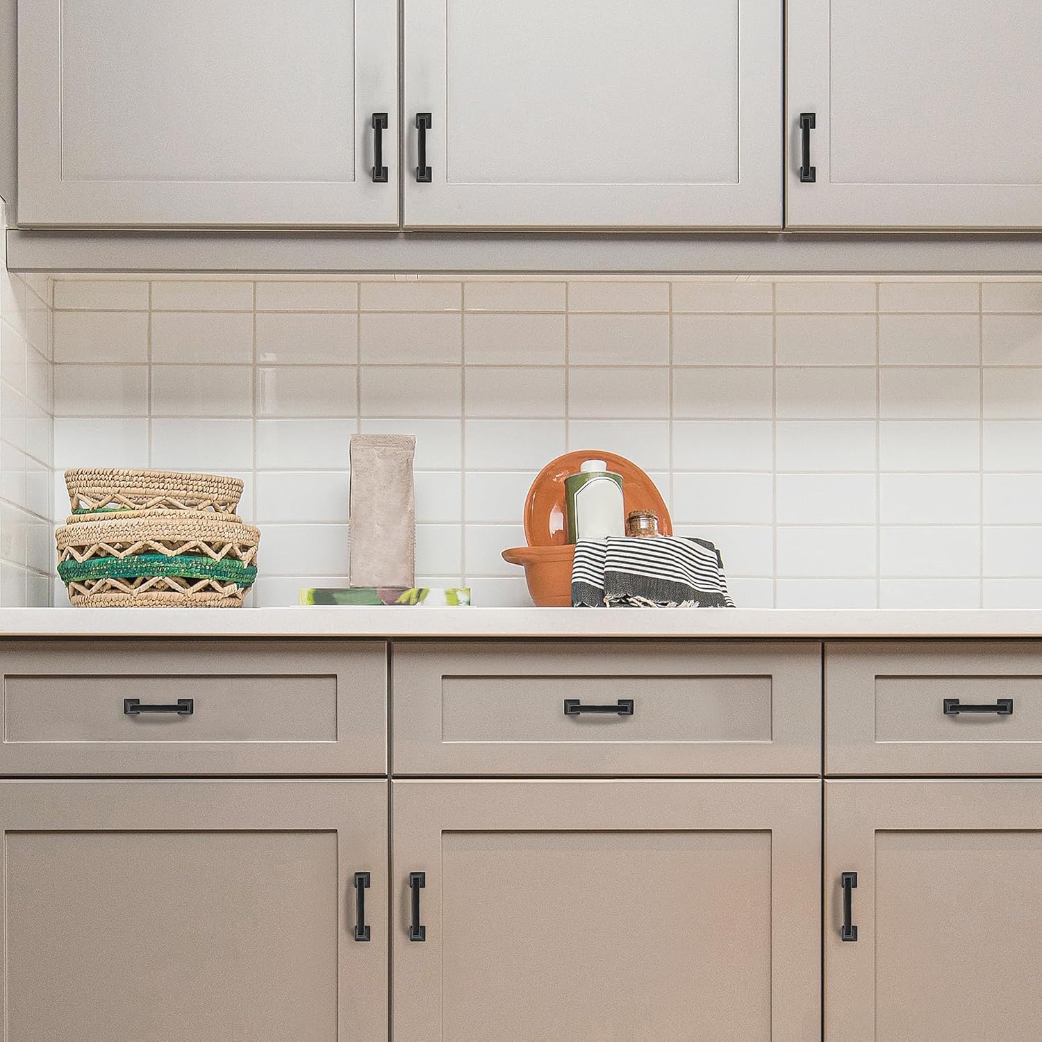 Ravinte Solid 3 Inch Big Square Foot Cabinet Pulls Matte Black Arch Pull Kitchen Cabinet Handles Black Drawer Pulls Kitchen Cabinet Hardware Flat Black Cabinet Drawer Handles-30 Pack