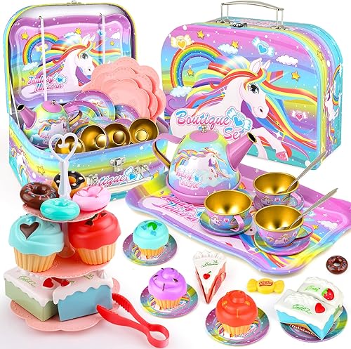 Juego de fiesta de té de unicornio para niñas pequeñas, juego de té de unicornio para niñas de 3, 4, 5, 6 años, juguetes de cocina para niños disponible en Yaxa Costa Rica