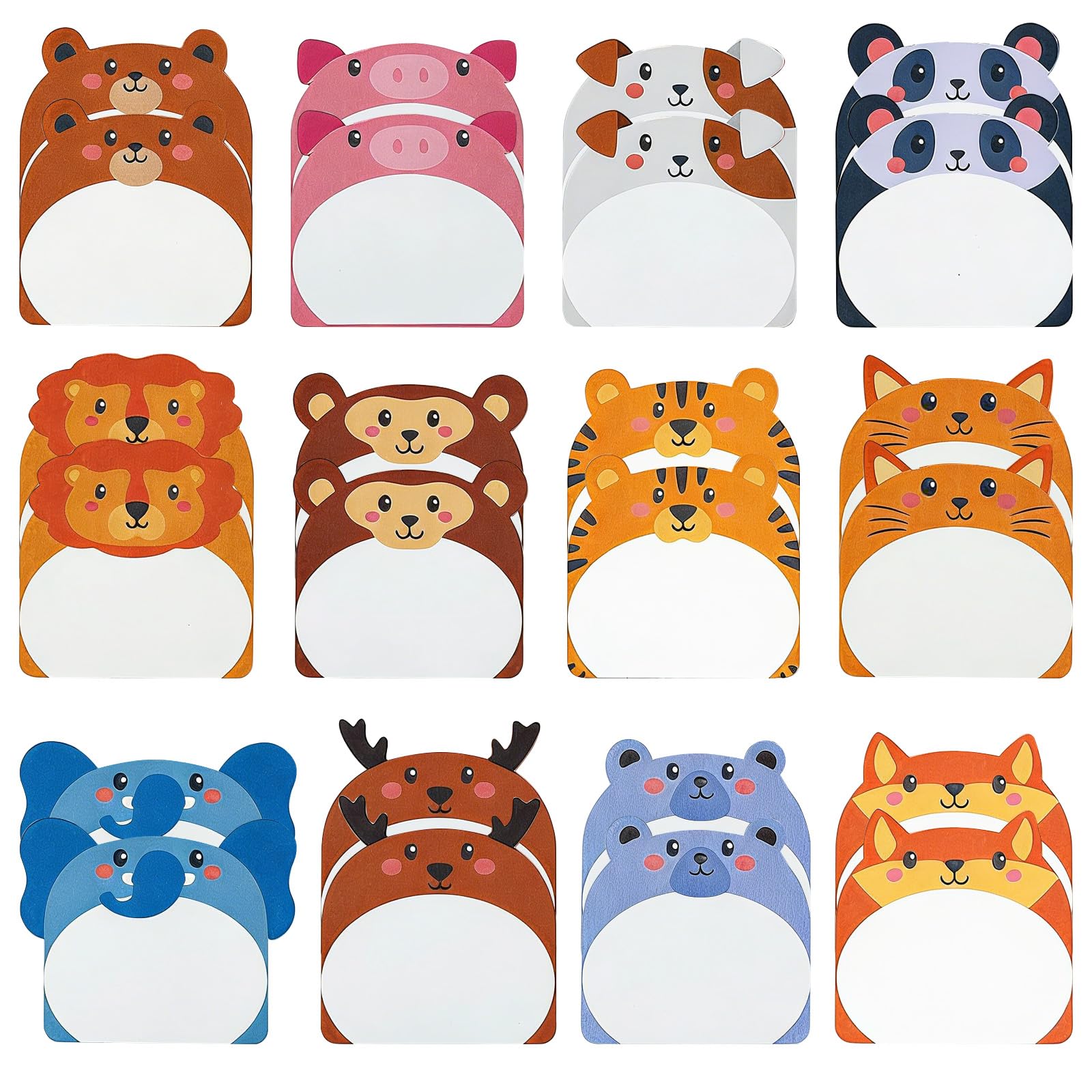 12 Packs Cute Sticky Notes Set, 360 Sheets Cartoon Animals Self-Stick Cute Post It Note, Unique Shape Sticky Notes for School Office Home Memo, Stationery Gifts for Students