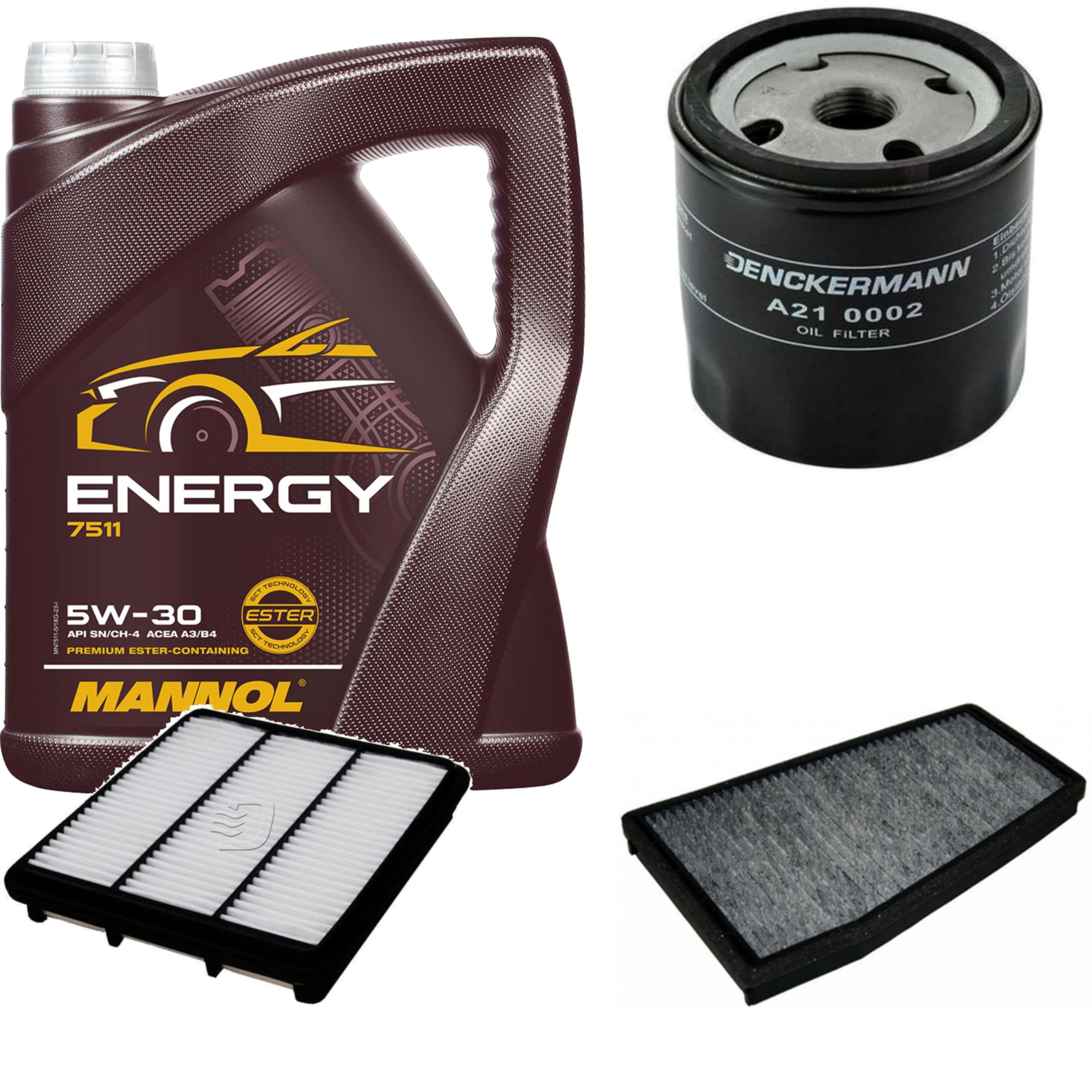 Pacchetto di ispezione Set di filtri con Energy 5W-30 5L, filtro ai carboni attivi, filtro abitacolo, filtro dell'aria, filtro dell'olio